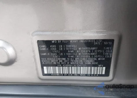 2014 Subaru Outback 2.5I Premium z USA, uszkodzony, nr VIN 4S4BRBEC8E3247121